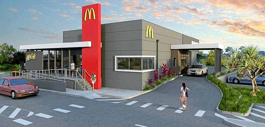 An artist’s impression of the new McDonald’s from www.artsolutions.com.au provided in the development application to the council. An artist’s impression of the new McDonald’s from www.artsolutions.com.au provided in the development application to the council.